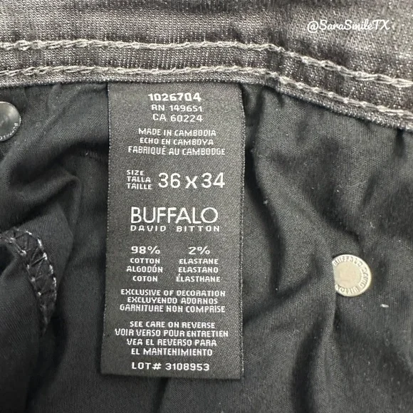 BUFFALO DAVID BITTON Driven-X Basic Straight Stretch Big & Tall Jeans - 36 x 34 - Picture 7 of 8